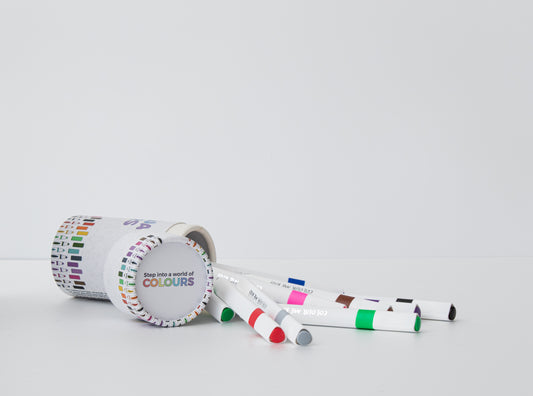 Additional set of 12 wash away markers spilled out of packaging