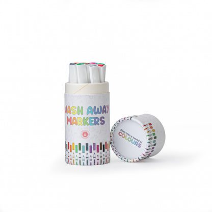 Additional wash away markers in packaging with lid off