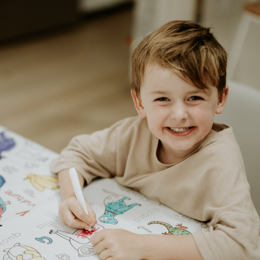 Washable, Reusable Colouring In Tablecloth Set