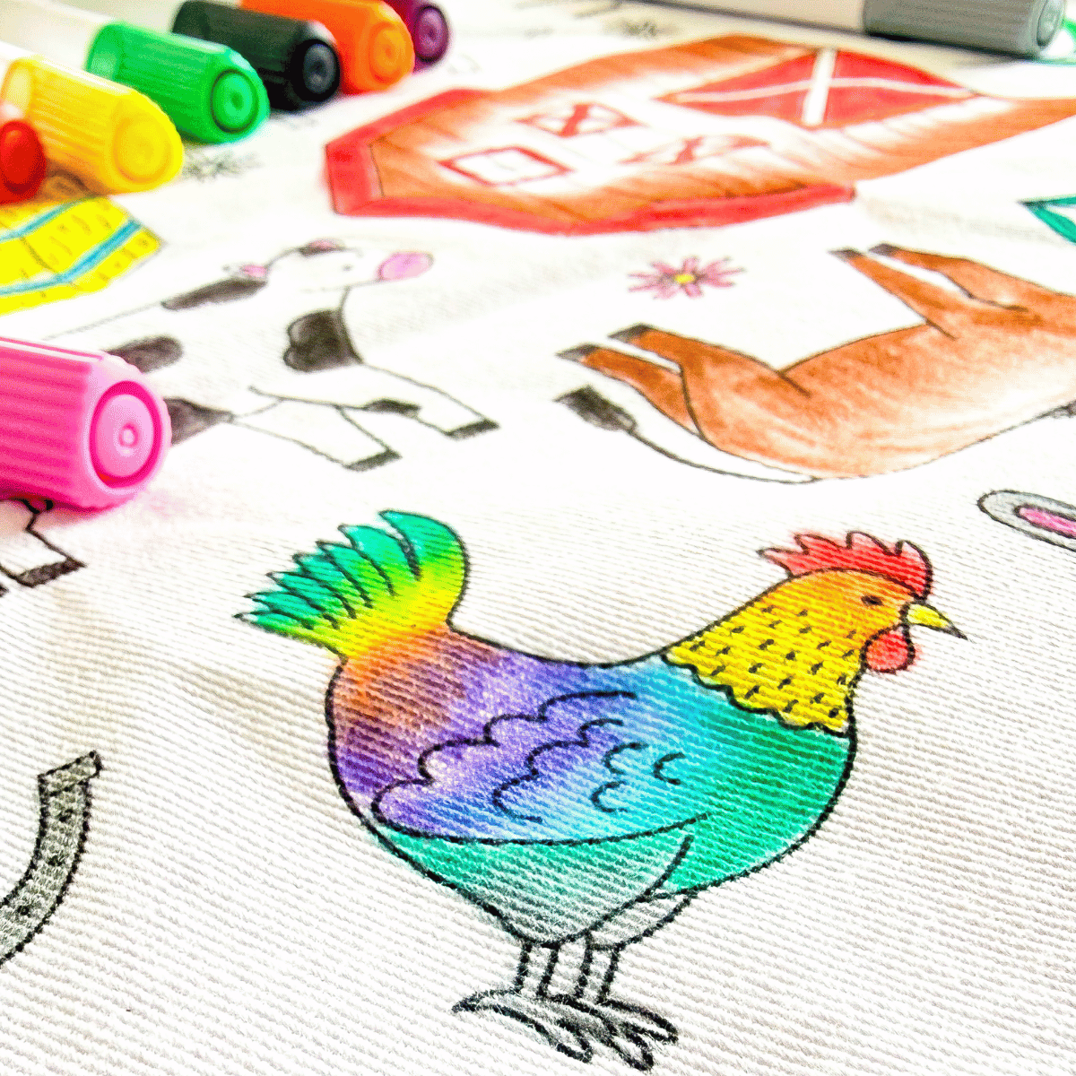 Washable, Reusable Colouring In Tablecloth Set - TCONTHEFARM - Colour Me Kids