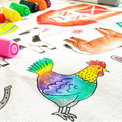 Washable, Reusable Colouring In Tablecloth Set - TCONTHEFARM - Colour Me Kids