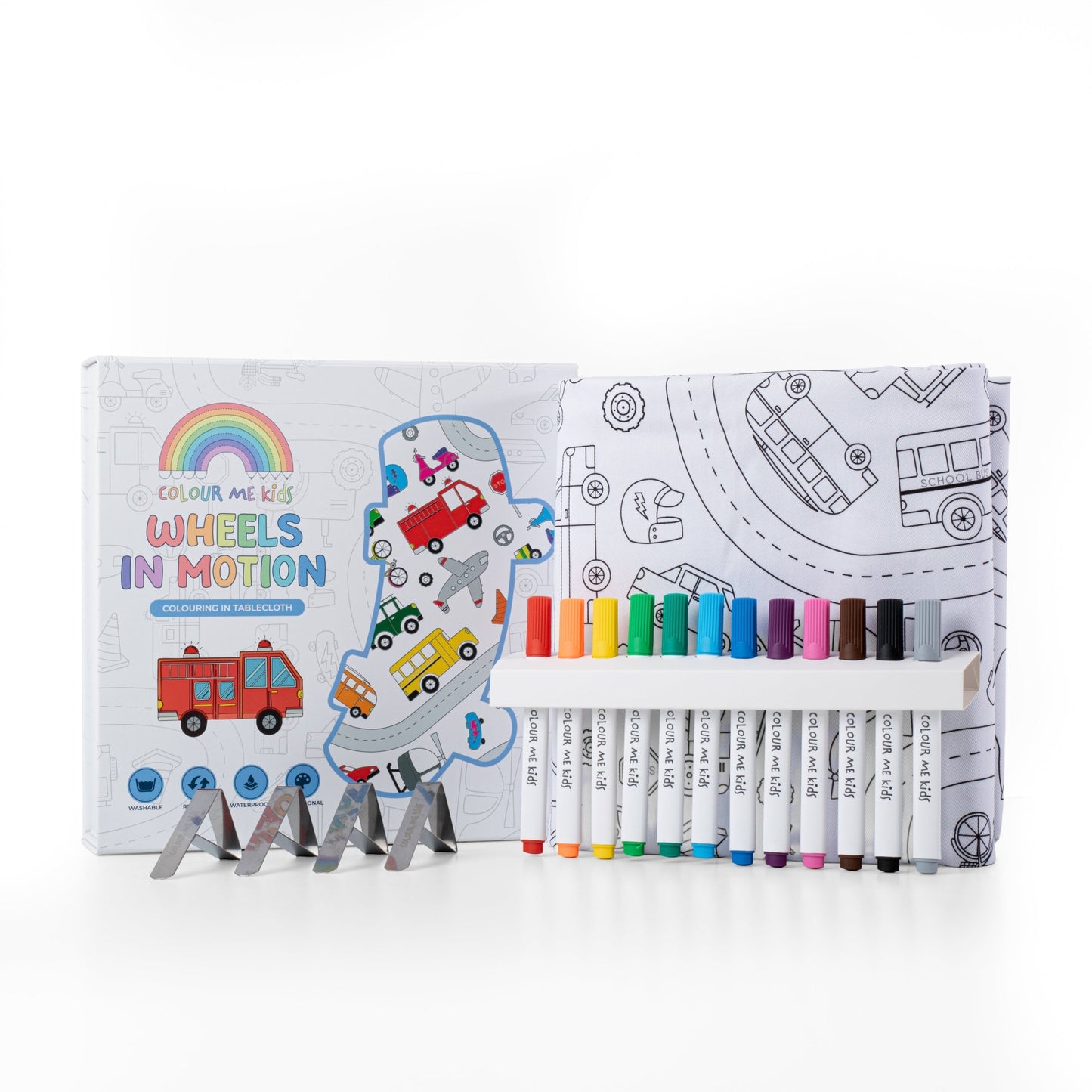 Washable, Reusable Colouring In Tablecloth Set - TCWHEELS - Colour Me Kids