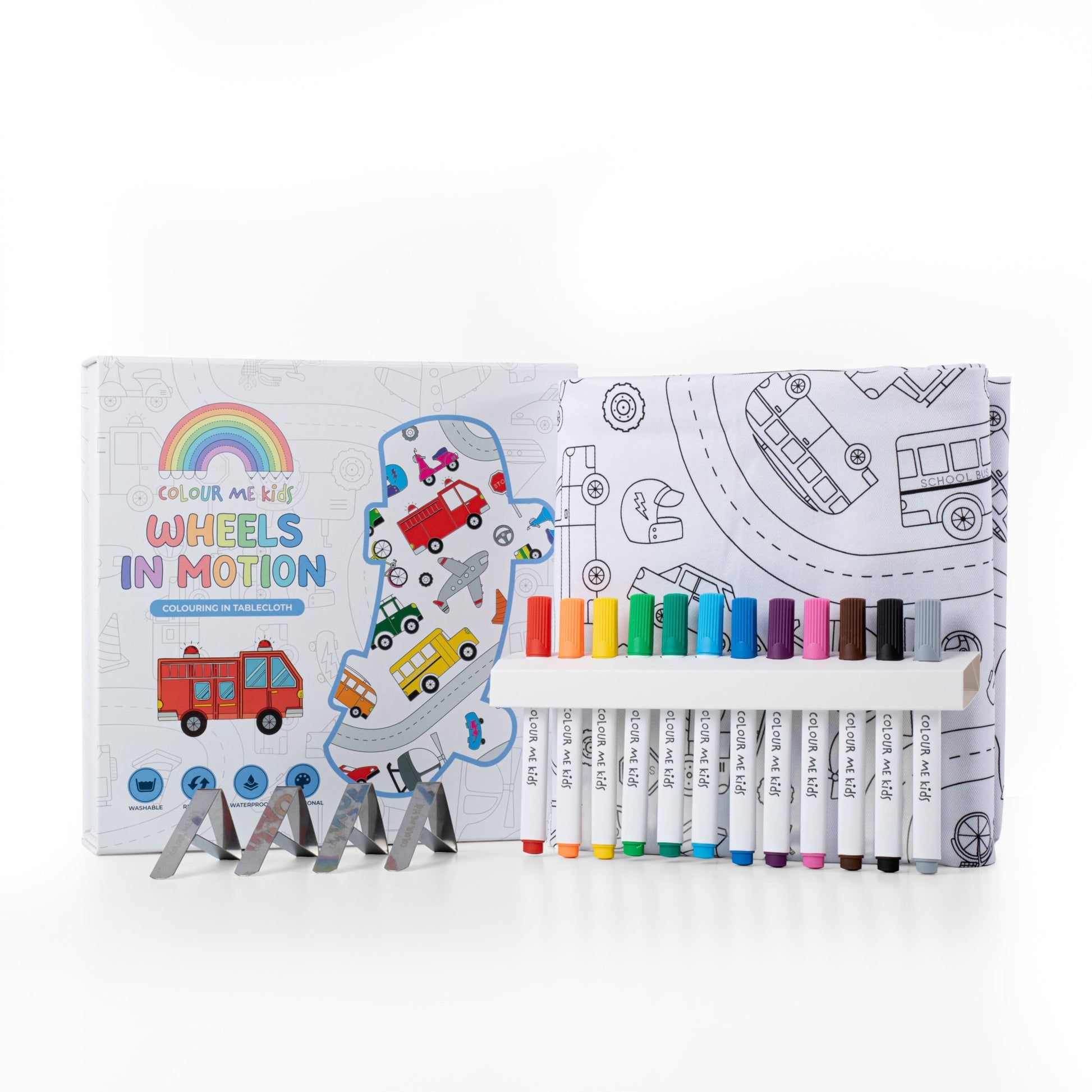 Washable, Reusable Colouring In Tablecloth Set - TCWHEELS - Colour Me Kids