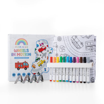 Washable, Reusable Colouring In Tablecloth Set - TCWHEELS - Colour Me Kids