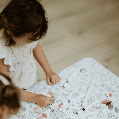 Washable, Reusable Colouring In Tablecloth Set - TCWOODLAND - Colour Me Kids