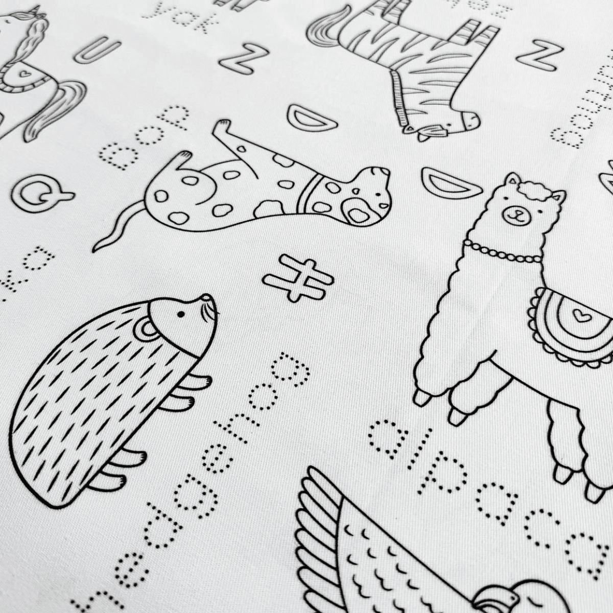 Washable, Reusable Colouring In Tablecloth Set - TCALPHABET - Colour Me Kids