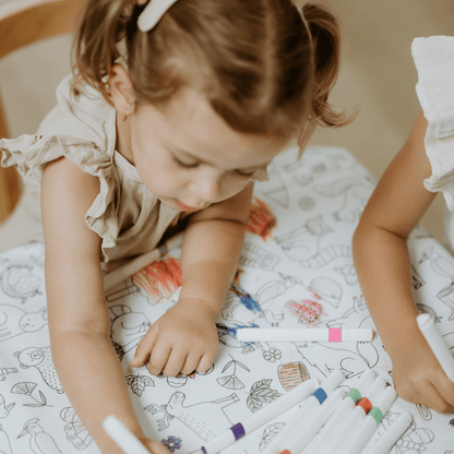 Washable, Reusable Colouring In Tablecloth Set - TCTIDAL - Colour Me Kids