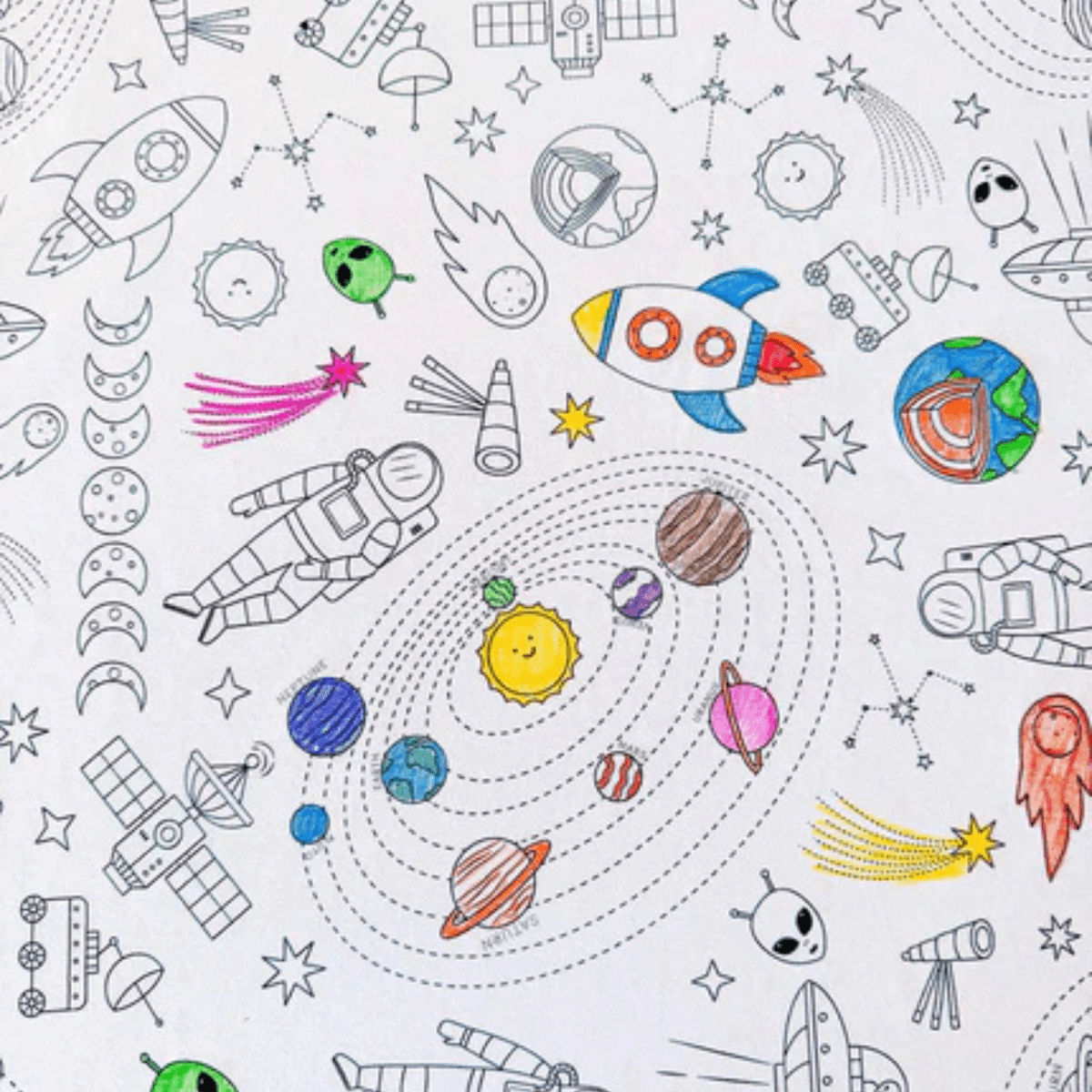 Washable, Reusable Colouring In Tablecloth Set - TCINTHESTARS - Colour Me Kids