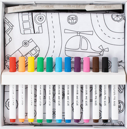 Washable, Reusable Colouring In Tablecloth Set - TCWHEELS - Colour Me Kids