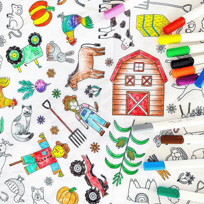 Washable, Reusable Colouring In Tablecloth Set - TCONTHEFARM - Colour Me Kids
