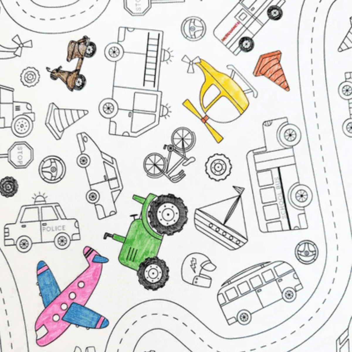 Washable, Reusable Colouring In Tablecloth Set - TCWHEELS - Colour Me Kids