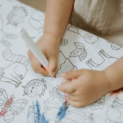 Washable, Reusable Colouring In Tablecloth Set - TCWOODLAND - Colour Me Kids