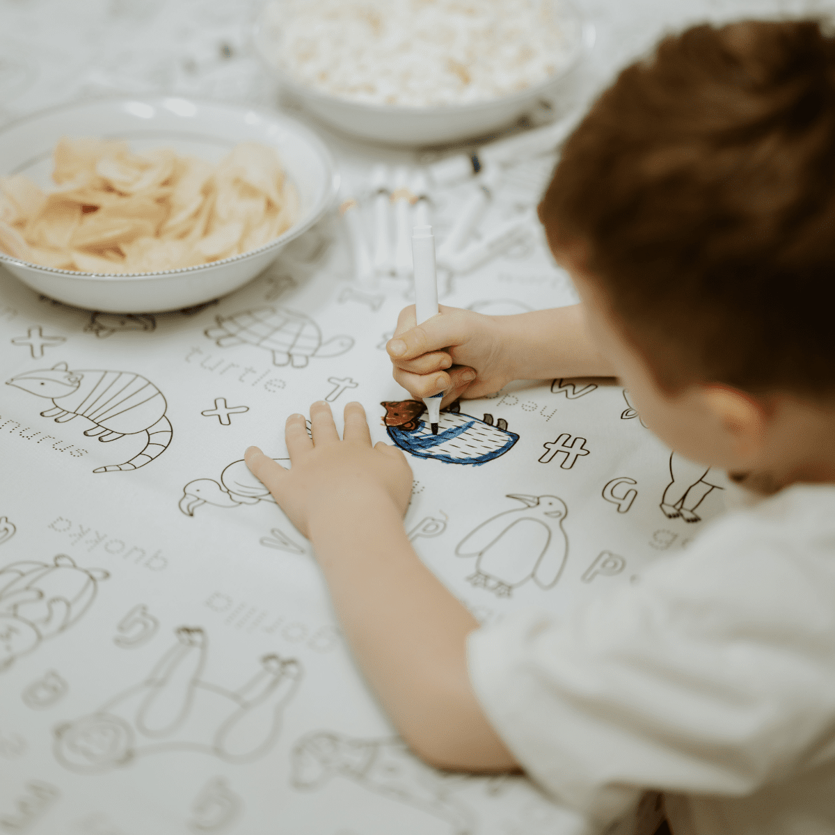 Washable, Reusable Colouring In Tablecloth Set - TCWOODLAND - Colour Me Kids